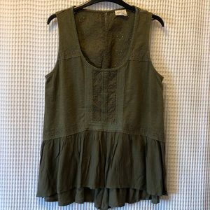 Anthro Meadow Rue Lace-Trimmed Top